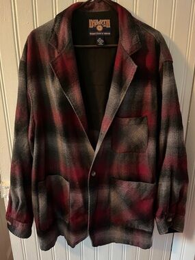 Duluth Trading Co Red & Black Plaid Shirt Jacket